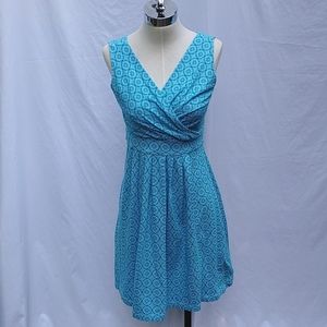 Great travel dress, Ladies Lands' End, S, aqua & white